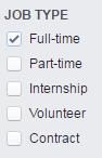 Facebook Job type selection