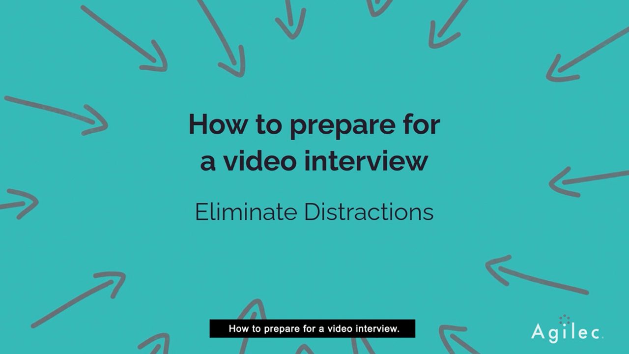 How to Prepare for a Video Interview - Eliminate Distractions on the center of the screen with arrows pointing to it
