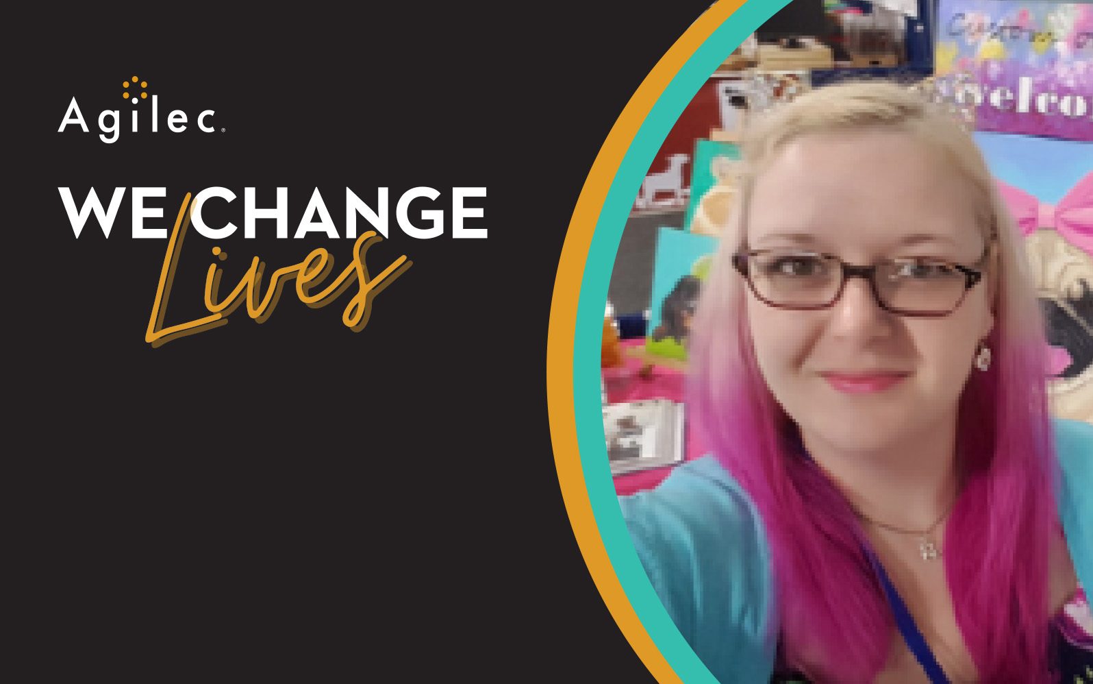 We Change Lives logo with picture of Katie